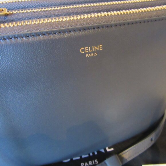 Celine Small Trio Crossbody/Shoulder Bag in Dark Grey & Gold Hardware EUC - Picture 2 of 16